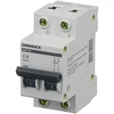 Автоматический выключатель GENERICA 2п C 16А 4.5кА ВА47-29, MVA25-2-016-C