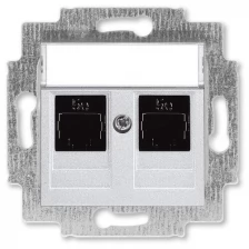ABB EPJ Levit cеребро / дымчатый чёрный Розетка компьютерная, 2хRJ45 кат,5e, , серебро