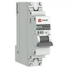 Автоматический выключатель 1P 63А (B) 6кА ВА 47-63 EKF PROxima mcb4763-6-1-63B-pro