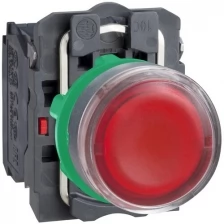 Кнопка красная без фиксации 1НО+1НЗ с подсветкой 220В AC (в сборе) Schneider Electric, XB5AW34M5
