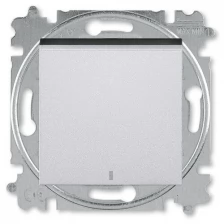 Выключатель одноклавишный с подсветкой ABB Levit серебро / дымчатый чёрный (2CHH590146A6070)