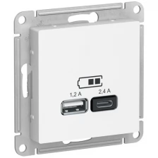 Розетка Schneider Electric AtlasDesign, ATN000139, USB для зарядки, Белый