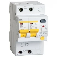 Дифференциальный автоматический выключатель АД12М 2Р С10 30мА IEK