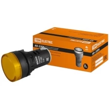 Лампа AD-22DS(LED)матрица d22мм желтый 12В AC/DC TDM {SQ0702-0017}