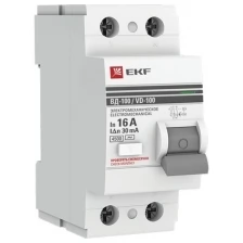EKF Выключатель дифференциального тока (УЗО) 2п 25А 30мА тип AC ВД-100 (электромех.) PROxima EKF elcb-2-25-30-em-pro