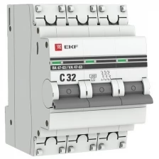 Выключатель автоматический ВА47-63 63А 3п трехп. C4,5кА тип AC (перемен.) mcb4763-3-63C-pro EKF