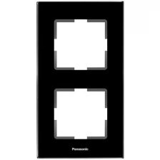 Рамка Panasonic Karre Plus (WKTF08123GG-RU) 2x верт.монт. стекло черный (упак.:1шт)