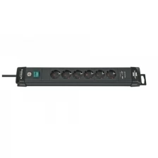 Удлинитель 3 м Brennenstuhl Premium-Line, 2 USB, 6 розеток, черный 1951160601