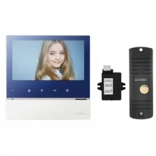 Комплект видеодомофона и вызывной панели COMMAX CDV-70H2 (Синий) / AVC 305 (Черная) + Модуль VZ Для координатного подъездного домофона
