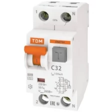 АВДТ 64 2Р(1Р+N) C32 100мА тип А защита 265В - Автоматический Выключатель Дифференциального тока TDM