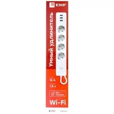 Удлинитель умный с USB Wi-Fi RCE-1WF EKF