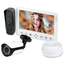 Набор: видеодомофон HDcom W715 и уличная камера KDM-6215G - запись по движению с камер - домофоны для квартиры в подарочной упаковке