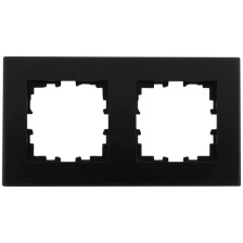 Рамка для розеток и выключателей Lexman Виктория плоская, 2 поста, цвет чёрный