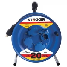 Удлинитель на металлической катушке с/з 4-местный Stekker, PRF02-31-20, 20м, 3*1,5, серия Professional, синий