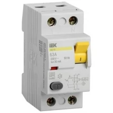 IEK Выключатель дифференциального тока (УЗО) 2п 63А 30мА тип AC ВД1-63 IEK MDV10-2-063-030