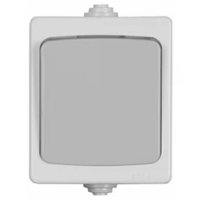 Выключатель СВЕТОЗАР ″аврора″ проходной, одноклавишный, IP44, цвет серо-белый, 10А/~250В