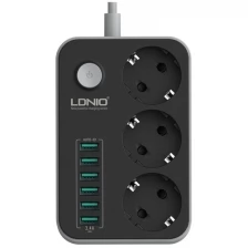 Сетевой фильтр Ldnio Power Socket 3 розетки 6 USB (SE3631) (black)