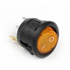 Выключатель клавишный с подсветкой, диаметр 23 мм, желтый./В упаковке шт: 1