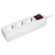 Удлинитель с выключателем IEK У03К-выкл, ПВС 3 x 1 мм², с заземлением, 3 розетки, 5 м, белый
