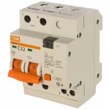 Выключатель автоматический АД12 32А 2П дифференциального тока двухполюсный 30мА SQ0204-0014, TDM