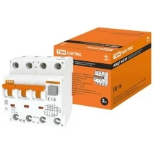 Дифференциальный автоматический выключатель Tdm Electric АВДТ 63, 4Р(3Р+N), C16, 30 мА, 6 кА, тип А