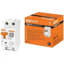 Дифференциальный автоматический выключатель Tdm Electric АВДТ 63, 2Р(1Р+N), C40, 30 мА, 6 кА, тип А