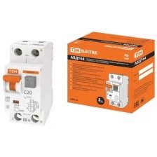 Дифференциальный автоматический выключатель Tdm Electric АВДТ 64, 2Р(1Р+N), C20, 30 мА, 6 кА, тип А
