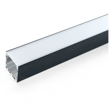 Профиль алюминиевый "Линии света" накладной, черный, CAB256 с матовым экраном, 2 заглушками, 4 крепежами в комплекте