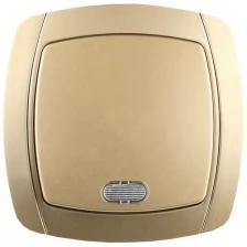 СВЕТОЗАР 10А/~250В, золотой металлик, одноклавишный, выключатель "акцент" SV-54231-GM
