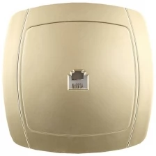 СВЕТОЗАР 16А/~250В, золотой металлик, одинарная телефонная розетка "акцент" SV-54217-GM