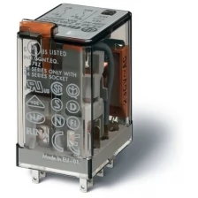 Реле миниатюрное универсальное электромеханическое 2CO 10A контакты AgNi 230В АC RTI кнопка тест + мех.индикатор 553282300040 Finder