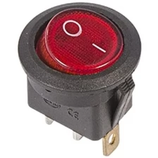 Выключатель-клавиша круглый 250V 6А (3с) ON-OFF красный с подсветкой (RWB-214, SC-214)