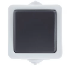 Выключатель проходной накладной влагозащищенный LK Studio Aqua 1 клавиша IP54 цвет серый (82268422)