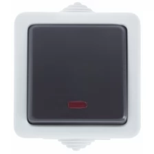 Выключатель накладной влагозащищенный LK Studio Aqua 1 клавиша с подсветкой IP54 цвет серый (18264397)