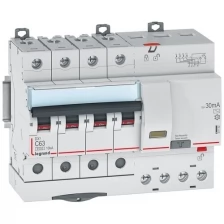 Выключатель автоматический дифференциального тока 4п C 63А 30мА тип AC 6кА DX3 7мод. Leg 411192 4111
