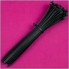 Хомуты пластиковые хомутовский 4х300 мм цвет черный (стяжка кабельная, хомут пластиковый для кабеля, пластиковые хомуты стяжки) 100 шт С06ч-а