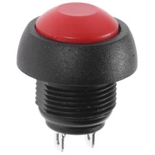 Выключатель-кнопка, 250 В, 1 А, ON-OFF, 2с, d=12 мм, без фиксации, красная, наб 10 ш.