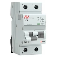 EKF Выключатель автоматический дифференциального тока 2п C 6А 30мА тип AC 6кА DVA-6 Averes EKF rcbo6-1pn-6C-30-ac-av