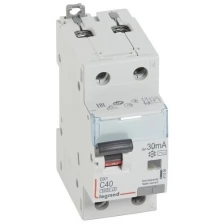 Выключатель автоматический дифференциального тока 2п (1P+N) C 40А 30мА тип AC 6кА DX3 2мод. Leg 411006 (Цена за: 1 шт.)