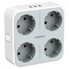 Сетевой фильтр TESSAN TS-302-DE, серый