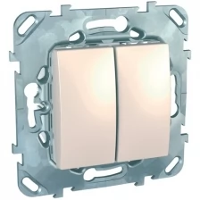 Выключатель двухклавишный Unica скрытой установки 10А схема 5 механизм бежевый MGU5.211.25ZD Schneid