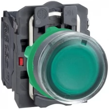 Кнопка зеленая но + НЗ со светодиодом, 230V XB5AW33M5