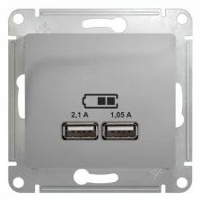 SE Glossa Алюминий Розетка USB 5В/2100мА, 2х5В/1050мА (GSL000333)