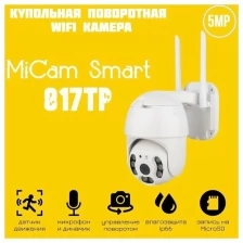 Купольная поворотная Wi-Fi IP камера с записью для улицы и помещений MiCam Smart 817TP 5Mp