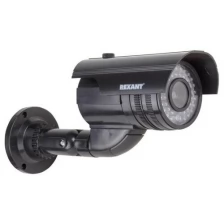 Муляж камеры REXANT уличный, цилиндрический, LED-индикатор, 2хАА, черный