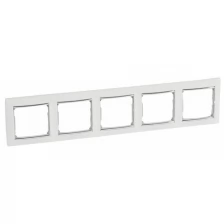 Рамка Valena 5 постов, горизонтальная, белый/серебряный штрих 770495 .