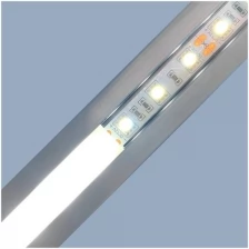 П-образный алюминиевый профиль для установки светодиодной ленты с матовым белым рассеивателем, до 30 мм, серебро, 1000х38х20 мм, IP44, 2 заглушки