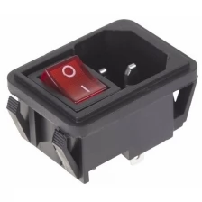 Разъем питания C14 3PIN с клавишным выключателем с красной подсветкой 250V 10А 10 шт REXANT