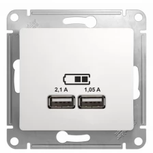 SE Glossa Бел Розетка USB 5В/2100мА, 2х5В/1050мА (GSL000133)