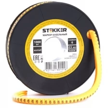 Кабель-маркер "6" для провода сеч.4мм , желтый, CBMR40-6 (500шт в упак)
